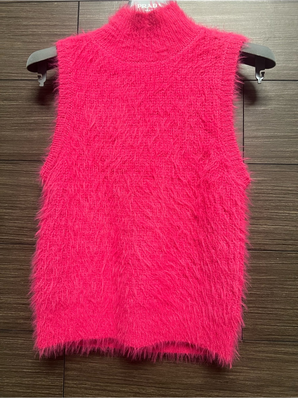 Jessica Simpson Hot Pink Fuzzy Eyelash Knit Sleeveless Neck Sweater Vest Size S